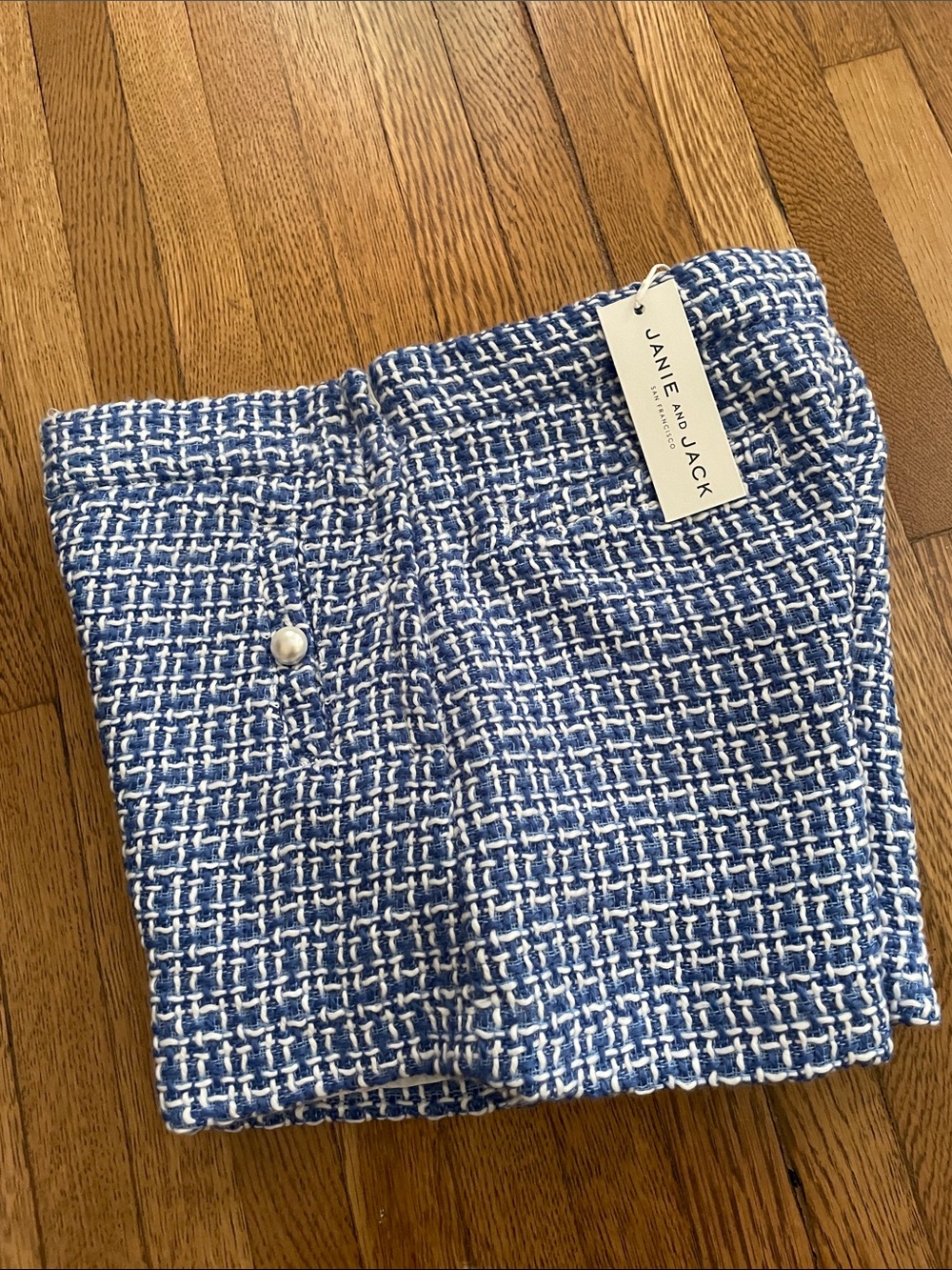 NWT Janie and Jack blue and White Tweed shorts girls 12